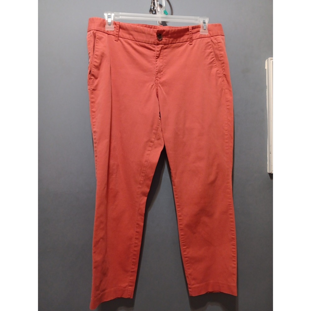 J Crew Frankie Pants Womens 14 Coral Casual Ankle Stretch Twill Chino Cropped